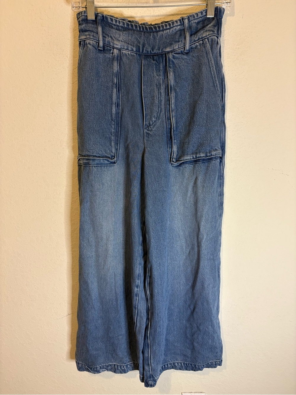 Young Fabulous & Broke Womens Paperbag Medium Wash Wide Leg Jeans Size Medium